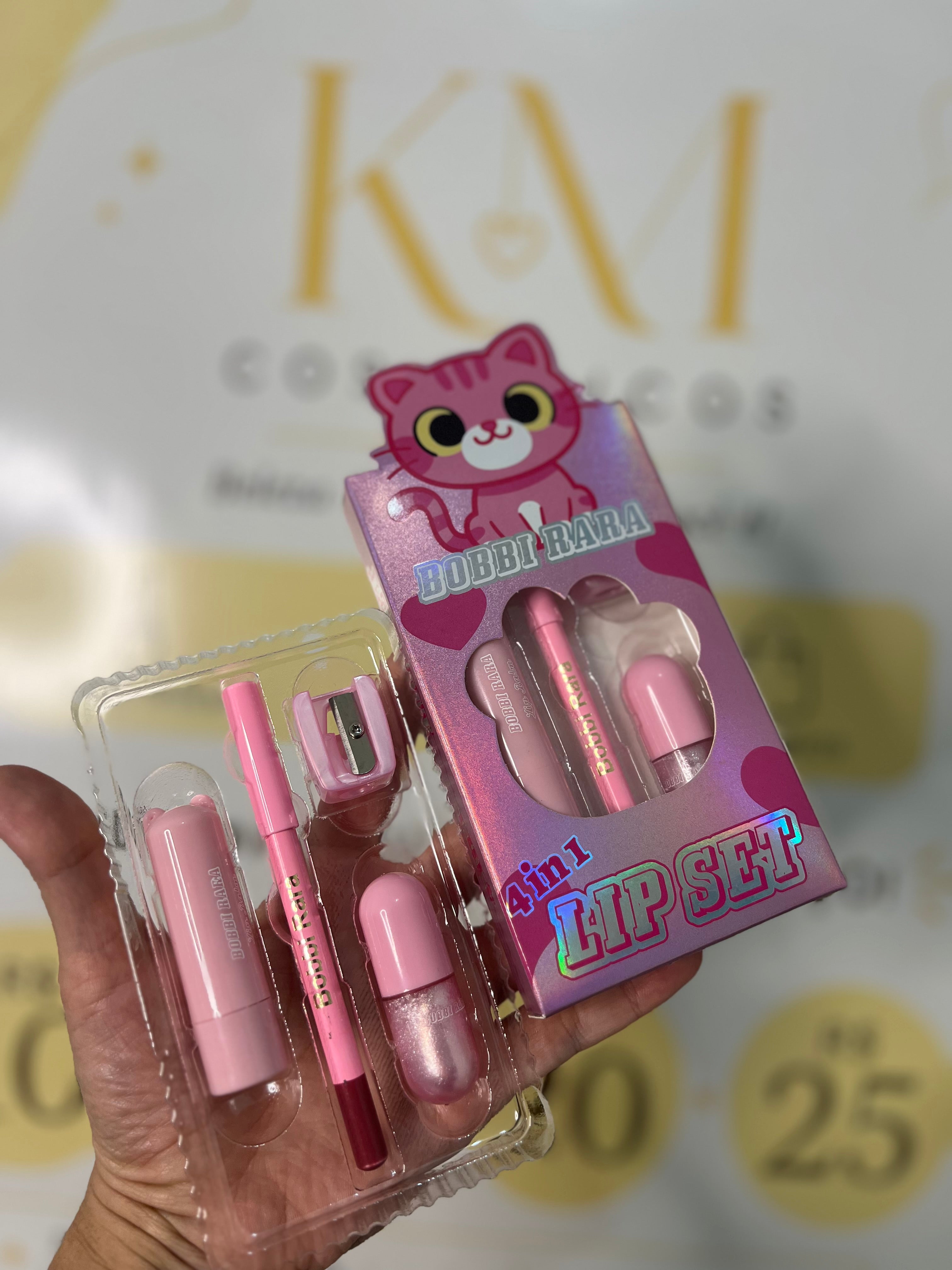 Lip Set 4 em 1 – Bobbi Rara 🩷